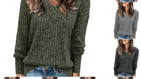 Leodye Sweaters for Women 2024 Trendy Ribbed Sweaters Long Sleeve Shirts Loose Tunic Tops Lightweight Sweater Fall Outfits