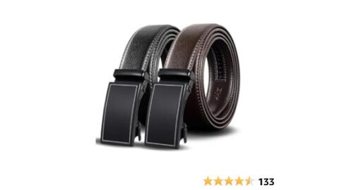 2 Pack Leather Ratchet Belts for Men