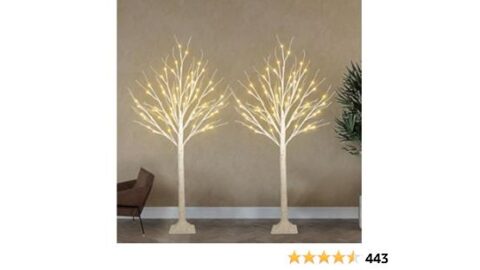 2-Pack 4FT Lighted Birch Tree for Indoor Christmas Decorations Outdoor