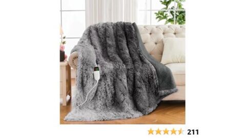 Heated Electric Blanket Faux Fur Throw Size