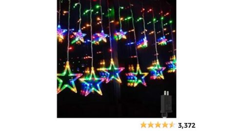 Star Curtain Lights 12 Stars 138 LED Multicolor Christmas Window Lights