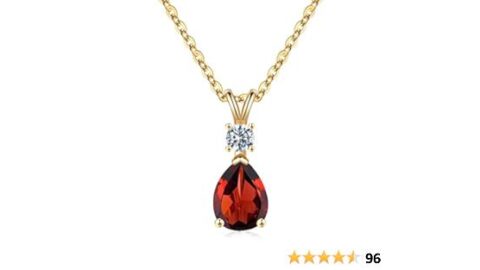 Iefil 1.25 Ct Pear Birthstone Necklaces for Women