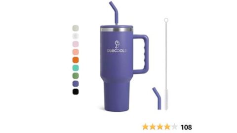 DLOCCOLD 40 oz Tumbler with Handle, Straw & Lid