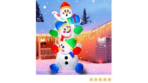 Christmas Inflatables Outdoor Decoration Stacked Snowman