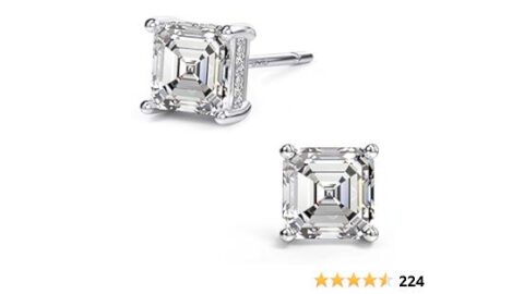 18K White Gold Plated Sterling Silver Asscher Cut