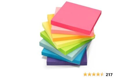 HappyHapi Sticky Notes 3x3 Inches Bulk 8 Pack Colored Self-Stick Pads