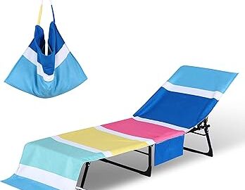 Chaise Lounge Chair Towel Cover with Side Pockets