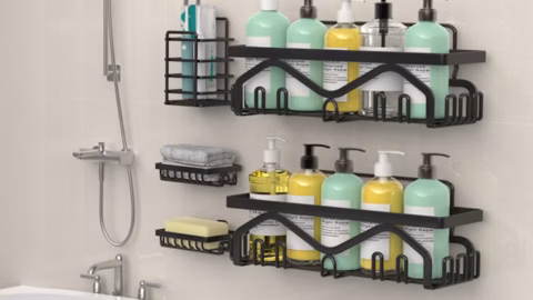 Adhesive Shower Caddy 5-Pack, Only $12