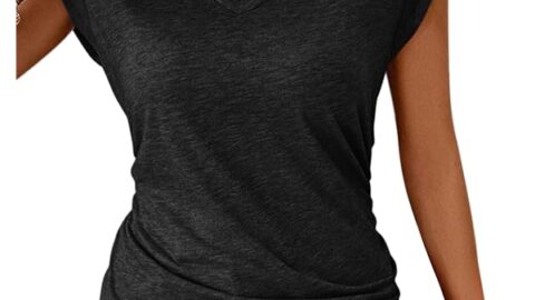 Women's V Neck Cap Sleeve Shirts