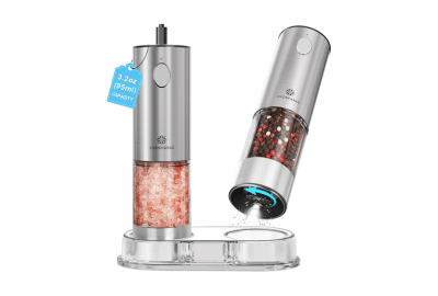 WORKS Only ON Stainless - Electric USB Rechargeable Salt and Pepper Grinder Set
