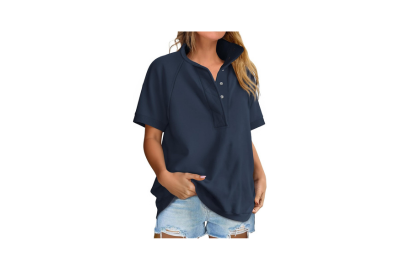 Women's Oversized Short Sleeve Sweatshirt Polo Shirt