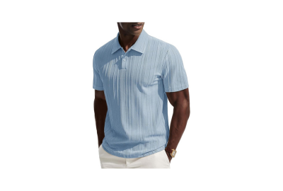 Men's Short Sleeve Texture Knit Polo Shirt