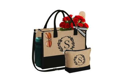 Jute Tote Bag & Makeup Bag