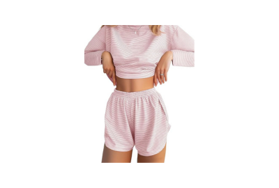 Women's Striped Printed Pajama Lounge Set