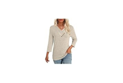 Women's Long Sleeve V Neck Tunic Top