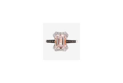 Le Vian® Grand Sample Sale™ Ring featuring 1 3/4 CT. Peach Morganite™ 1/10 CT. Chocolate Diamonds® 1/15 CT. Nude Diamonds™ set in 14K Vanilla Gold®