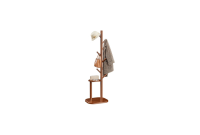 Freestanding Hall Tree with 8 Hooks & Storage Shelf