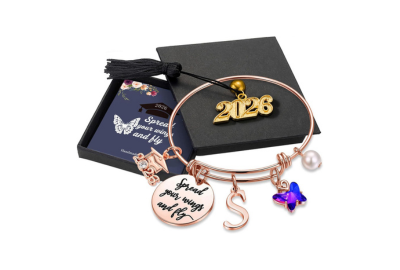 Butterfly Initial Bracelet Inspirational Bangle