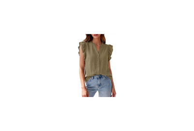 Womens Short Ruffle Sleeve Shirts