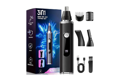 3-in-1 Rechargeable Ear and Nose Trimmer with LED Display
